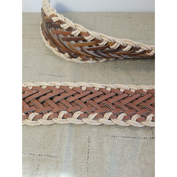 Jute Brown Vegan Leather Women's Woven Belt Size 7-9 /36‎ Length Med - Picture 5 of 5